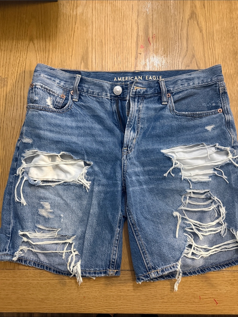 American Eagle Outfitters Distressed Blue Denim Jean Shorts